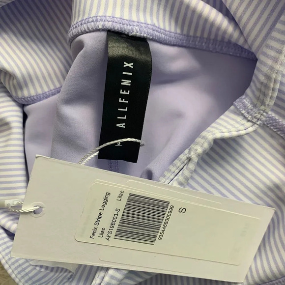 Allfenix‎ Leggings Workout Gym Stretch Stripe Ankle Length Purple Size Small - Picture 9 of 10